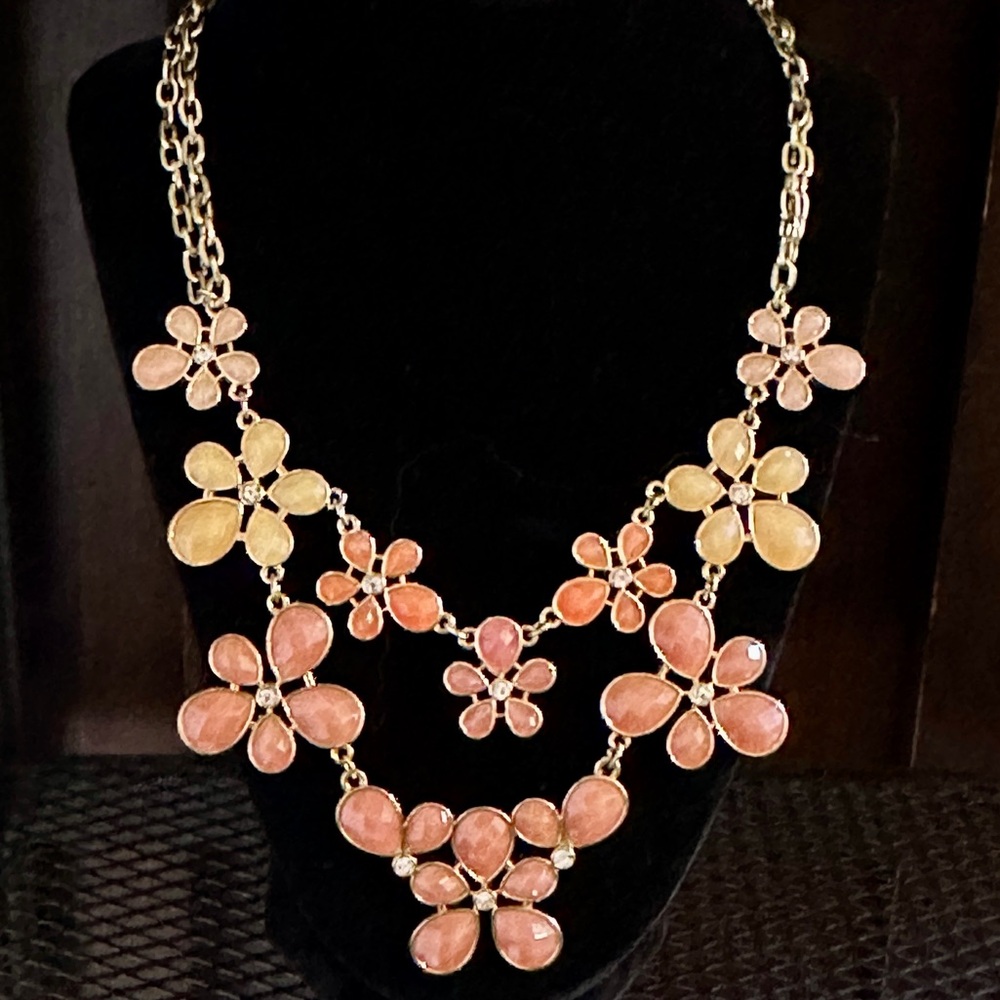 Layered flowers / floral statement necklace - bib style